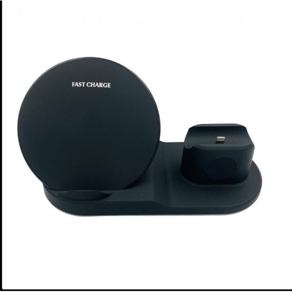 Бездротова зарядка 3 в 1 wireless charger 3 in 1 для смартфона смарт-годинника навушників із захистом