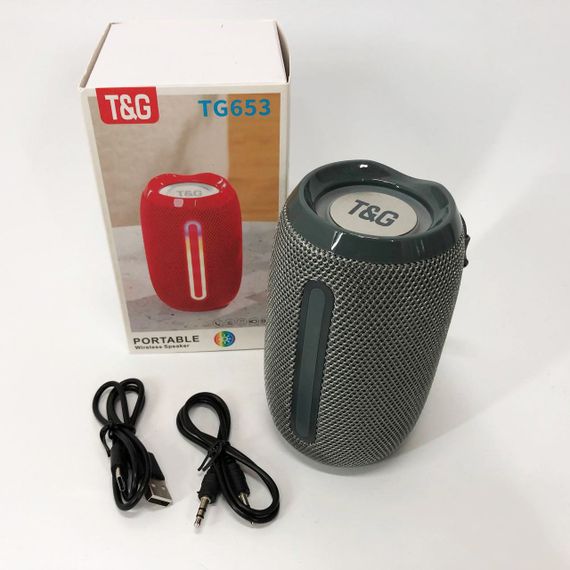 Портативна Bluetooth-колонка TG653 USB з ремінцем, гучна колонка для вечірки. Колір: сірий | Зображення 4