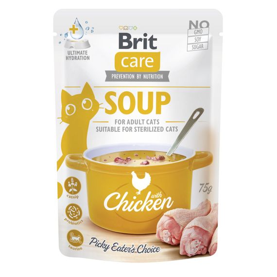 НАБІР Корм вологий Brit Care Soup Chicken д/котів суп з куркою 75 г 15 шт | Зображення 1