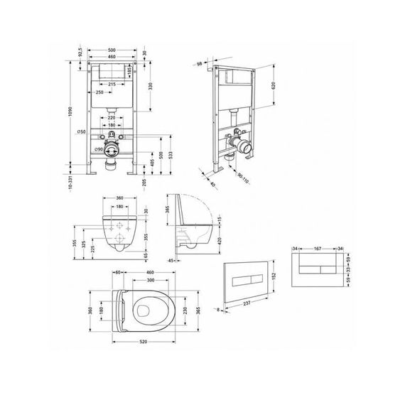 Готовое решение Qtap для ванной комнаты: подвесной унитаз Swan Rimless 520x360x320 + комплект инсталляции Standard (линейная | Зображення 1