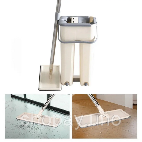 Швабра мікрофібра з віджимом + відро Scratch Cleaning Mop ∙ Швабра - ледарка cleaner 360 | Зображення 1