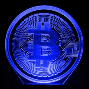 Акриловий світильник-нічник Біткоїн синій tty-n001122