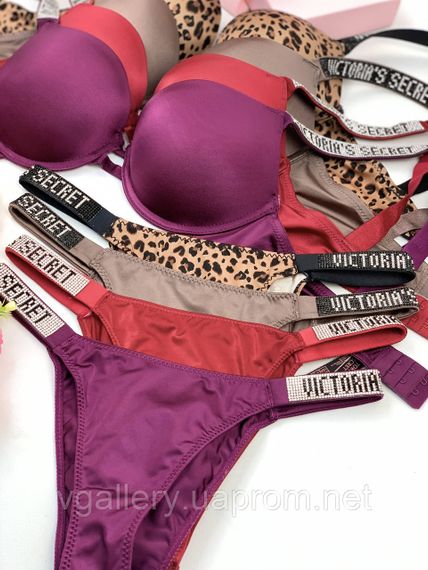 Женский комплект нижнего белья Victoria`s Secret со стразами больших размеров (85Д-90Д) | Зображення 1
