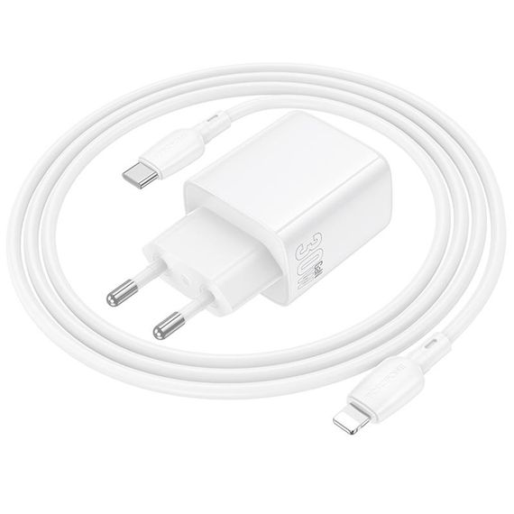 МЗП Borofone BN29 Fuente PD30W+QC3.0 (1USB-A/1C) + кабель Type-C to Lightning White | Зображення 1