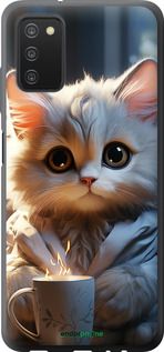 Чохол на Samsung Galaxy A03s A037F Білий кіт "5646t-2381-2448"