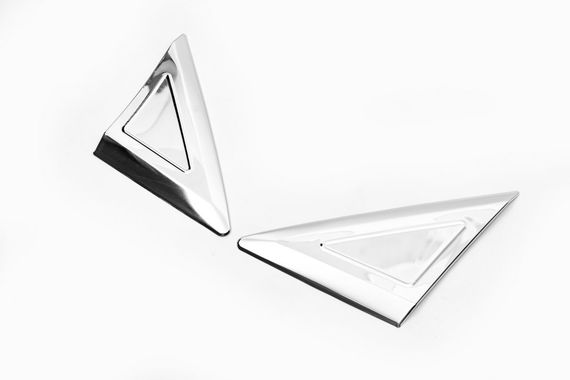 Накладка возле зеркал (2 шт, нерж) OmsaLine - Итальянская нержавейка для Volkswagen Crafter 2006-2017 гг | Зображення 5