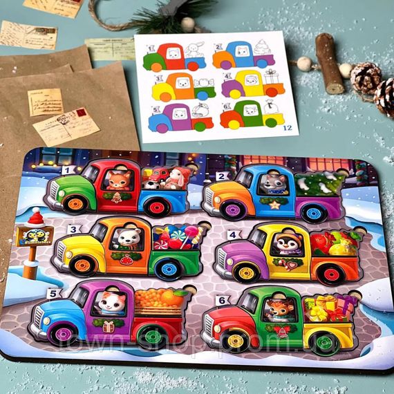 Деревянная игра с карточками "Животные на машинках" Ubumblebees (ПСФ132) PSF132 | Зображення 3