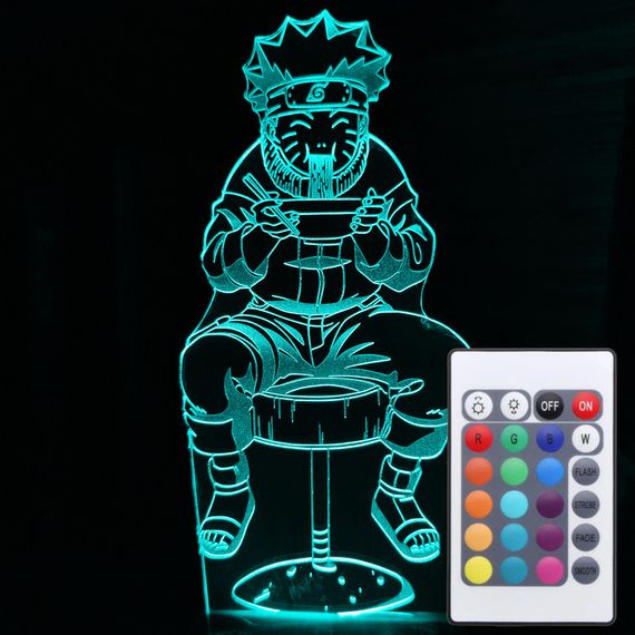 Акриловий світильник-нічник з пультом 16 кольорів Наруто рамен tty-n000861