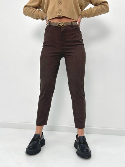 Женские вельветовые укороченные узкие брюки GF01709 цвет коричневый, размер 42
