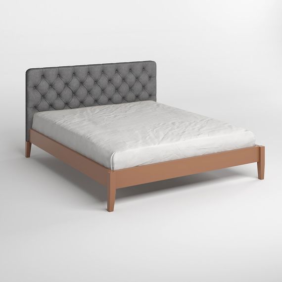 Односпальне дерев&#039;яне ліжко Mebigrand Рим ДК Коричневий (RAL8025)/Аляска 93 (Сірий) Б3 70х200 см (MBG-5095) | Зображення 1