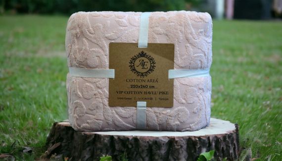 Махровое покрывало Cotton Area 220 х 240 см Персиковое