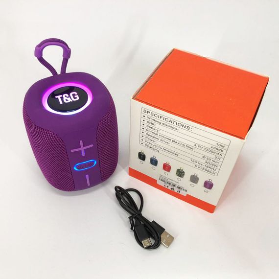 Портативна Bluetooth колонка TG658 8W з RGB підсвічуванням бездротова портативна потужна. Колір: фіолетовий | Зображення 2