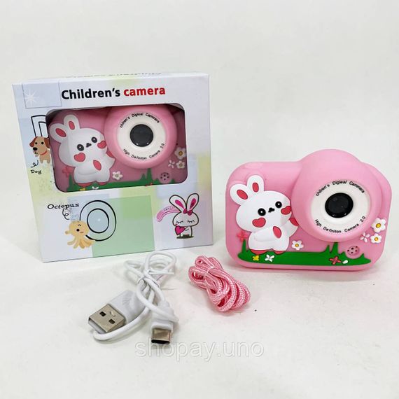 Детский фотоаппарат M03 Pink Rabbit, 2.0" IPS, фото 3264×2448, видео 1080p, игры, рамки, 400mAh | Зображення 2