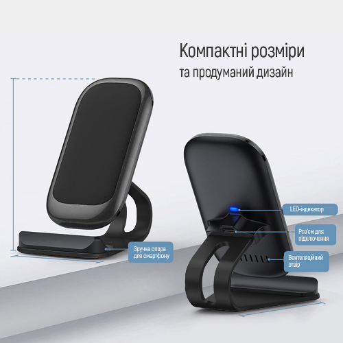 Зарядний пристрій бездротовий універсальний чорний CW-CHW31Q-BK ColorWay | Зображення 4