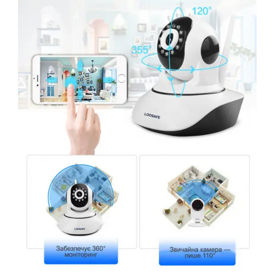 Бездротова поворотна IP-камера Q5 WIFI V380 для дому, офісу або будь-якого приміщення | Зображення 7