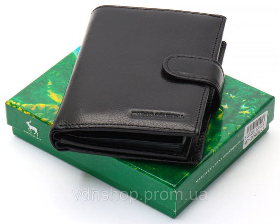 Черное мужское портмоне из натуральной кожи с отделением под автодокументы Marco Coverna MC-2090H-1 | Зображення 1