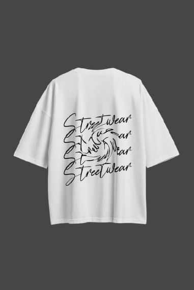 Oversize футболка з принтом Street Wear біла | Зображення 2