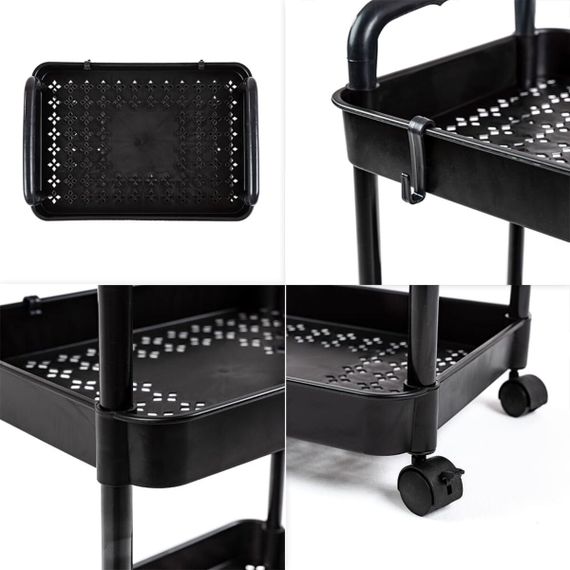 Етажерка мобільна чотириярусна універсальна пластикова 41х25х101см Чорна SW-00002108 | Зображення 4