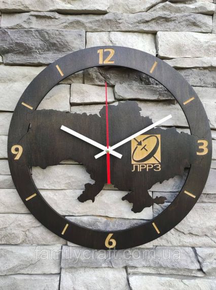 Настінний годинник Карта України з фанери Патріотичний дерев'яний годинник