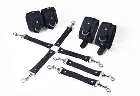 Набор Feral Feelings BDSM Kit 3, наручники, поножи, коннектор, Черный