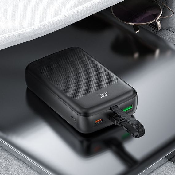 УМБ Acefast 20000mAh 22,5W PD,QC3.0 USB-A+USB-C In/Out,build-in cable M14 Black | Зображення 3