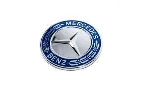 Заглушка вместо эмблемы на капот Mercedes (синяя и хром, 57мм) для Тюнинг Mercedes