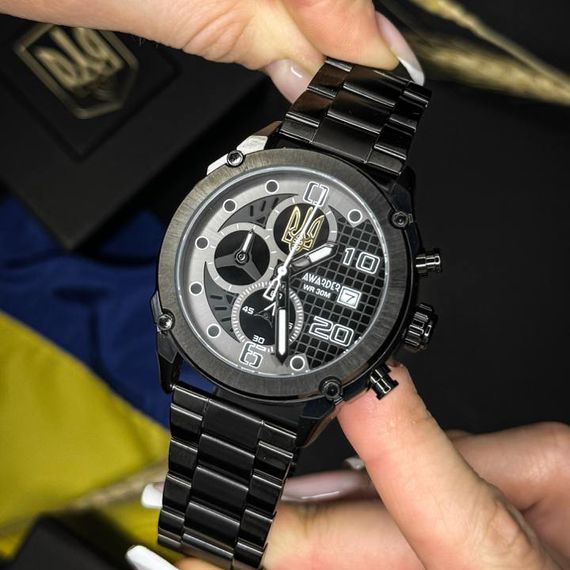 Чоловічий годинник Awarder 016 Тризуб золото Black-Black Steel | Зображення 1