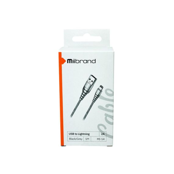 Кабель Mibrand MI-14 Fishing Net Charging Line USB for Lightning 2A 1m Black/Grey | Зображення 1