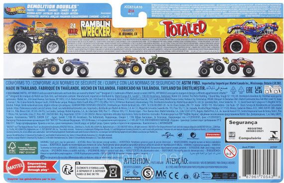 Подарунковий набір 2 монстр-траки Хот Вілс Оригінал Hot Wheels Monster Trucks Ramblin' Wrecker vs Totaled | Зображення 1