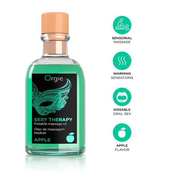 Набор для массажа Orgie – Sexy Therapy Apple (100 мл), съедобное разогревающее масло + перышко | Зображення 2