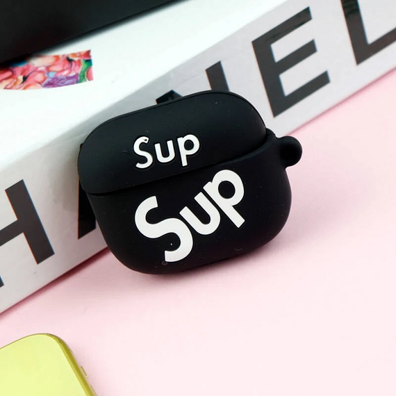 Силиконовый 3D чехол для наушников Apple AirPods Pro 1/2 Sup Черный | Зображення 3