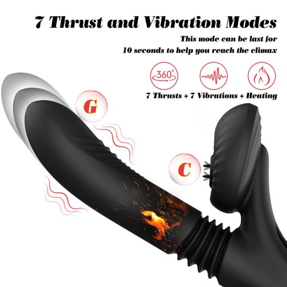 Вібратор для подвійної стимуляціїї Silicone Vibrator 7 Powerful Modes - Licking,Thrusting and Heatin sexstyle | Зображення 3
