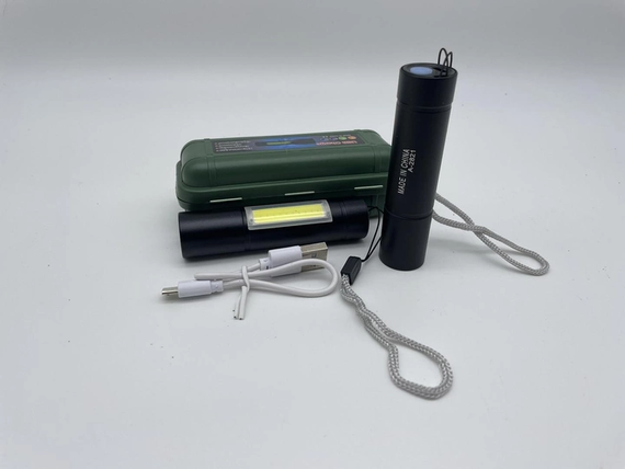 Світлодіодний ліхтарик акумуляторний XPE+COB+Light A-2821 ручний, Чорний | Зображення 1