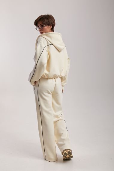 Вільний спортивний костюм з капюшоном - кремовий цвет, S (є розміри) | Зображення 2
