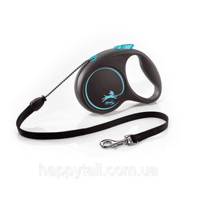 Повідець-рулетка Flexi для собак Black Design трос синя розмір M 5 м/20 кг