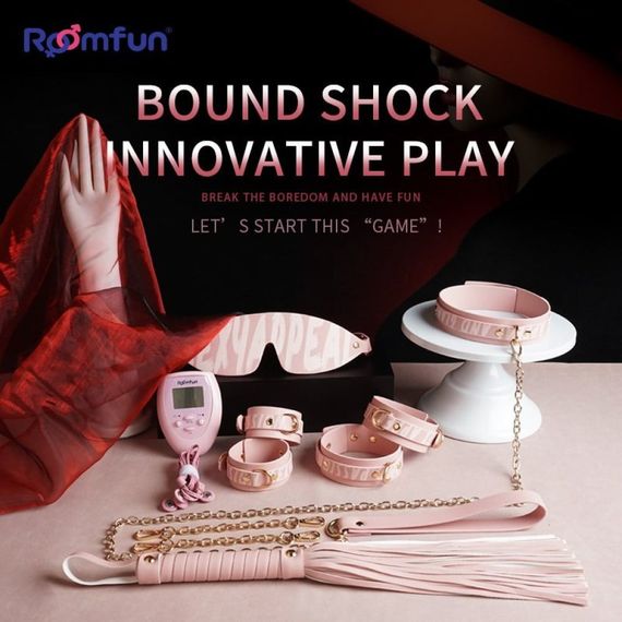 Набор БДСМ с электростимуляцией Roomfun Bondage Gear With Massager розовый sexstyle | Зображення 5