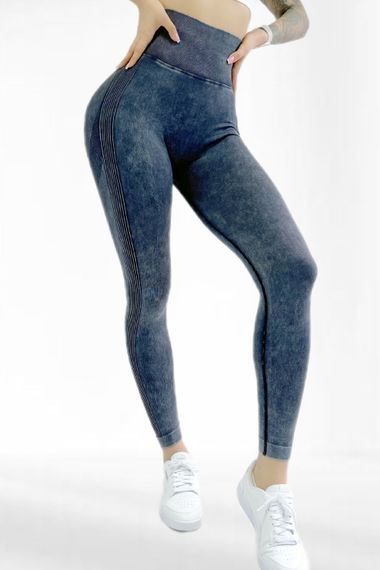 Лосіни з пуш ап ефектом для фітнесу з високою талією в рубчик LILAFIT Чорний L (LFL000060)