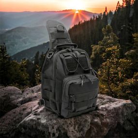 Набор: армейская черная сумка + фонарь тактический профессиональный POLICE BL-X71-P50 MS-67