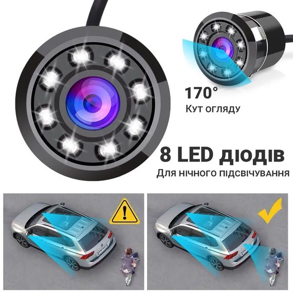 Паркувальна камера заднього виду для автомобіля Podofo K0132A1, вбудовувана, з нічним підвічуванням, IP67, 170° | Зображення 7