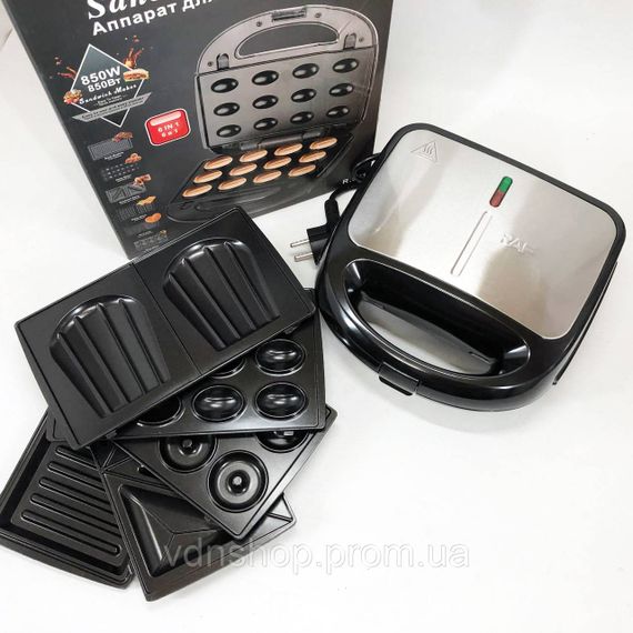 Електробутербродниця для дому RAF, Гриль з притиском для кухні Гриль сендвічів з насадками AH-17