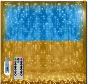 Гирлянда-штора Флаг Украины с пультом USB 2*2м XPRO-09 (44874-16905_209)