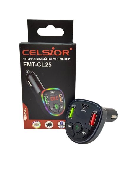 FM-Трансмітер CELSIOR FMT-CL25 12-24V, 3.1A Bluetooth