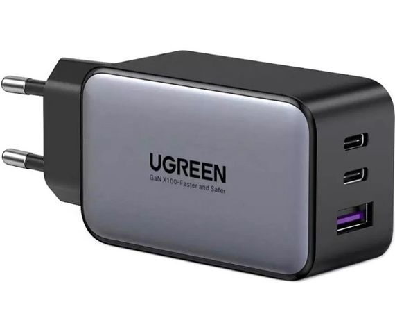Сетевое зарядное устройство Ugreen CD244 USB-A + 2 x USB-C 65 Вт GaN Tech Fast Charger Серый