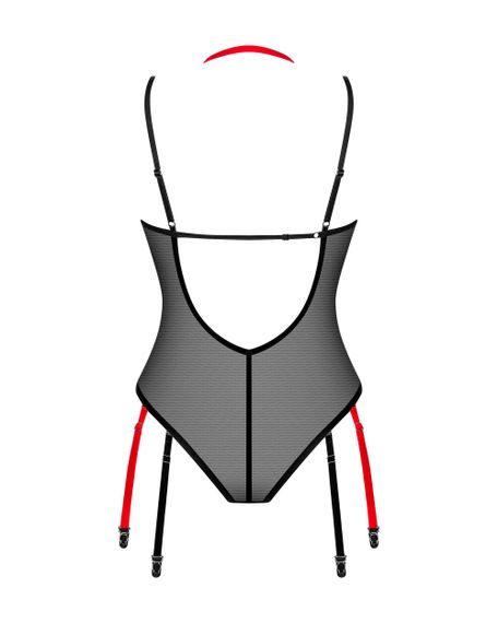 Боди с подвязками для чулок Obsessive Glandez Черное XL/2XL | Зображення 5