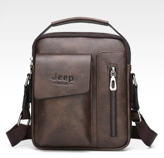 Сумка чоловіча через плече планшет з ручкою Jeep Темно-коричнева (951ТК) | Зображення 2