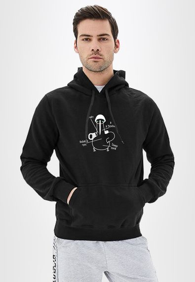 Худі чоловіче чорне з принтом "Бойовий гусь", 3XL
