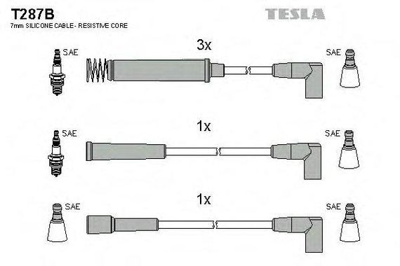 Провід запалювання Vectra A, TESLA (T287B) (90442448) | Зображення 3