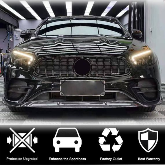 Накладка на передний бампер Lip (для AMG-Line 2020-2023, Карбон) для Mercedes E-сlass W213 | Зображення 1