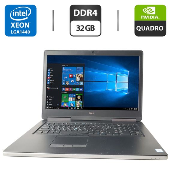 Мобільна робоча станція Dell Precision 7710 / 17.3" (3840x2160) IPS / Intel Xeon E3-1575M v5 (4 (8) ядра по 3.0 - 3.9 GHz) / 32 GB DDR4 / 256 GB SSD + 1000 GB HDD / nVidia Quadro M4000M, 4 GB GDDR5, 256-bit / WebCam б/в