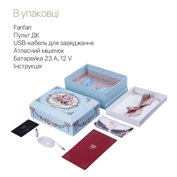 Смартвібратор для пар Zalo Fanfan set Royal Blue, пульт ДК | Зображення 7